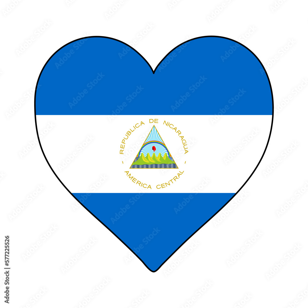 Nicaragua Heart Shape Flag. Love Nicaragua. Visit Nicaragua. Central America. Latin America. Vector Illustration Graphic Design. Nicaragua Heart Shape Flag. Love Nicaragua. Visit Nicaragua. Central America. Latin America. Vector Illustration Graphic Design.