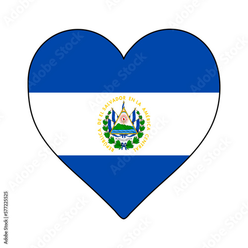 El Salvador Heart Shape Flag. Love El Salvador. Visit El Salvador. Central America. Latin America. Vector Illustration Graphic Design.