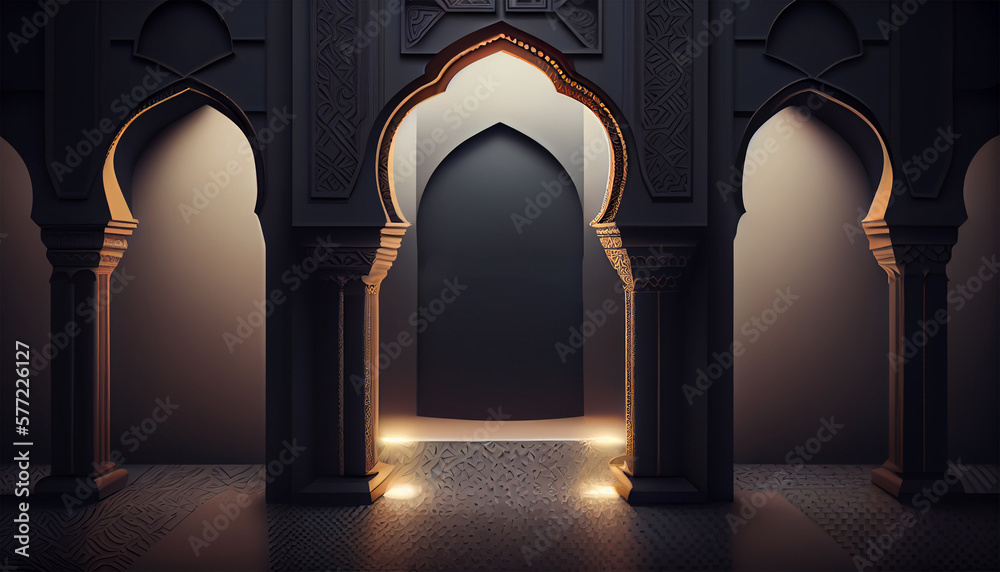 Fototapeta premium 3D Eid Mubarak Design. Banner for islamic banner festivity like eid al adha, fitr, ramadhan, etc. Theme for ramadan or islamic festivity.