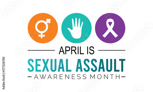 Vector illustration on the theme of SEXUAL ASSAULT AWARENESS MONTH awareness Month of April.Poster , banner design template Vector illustration.