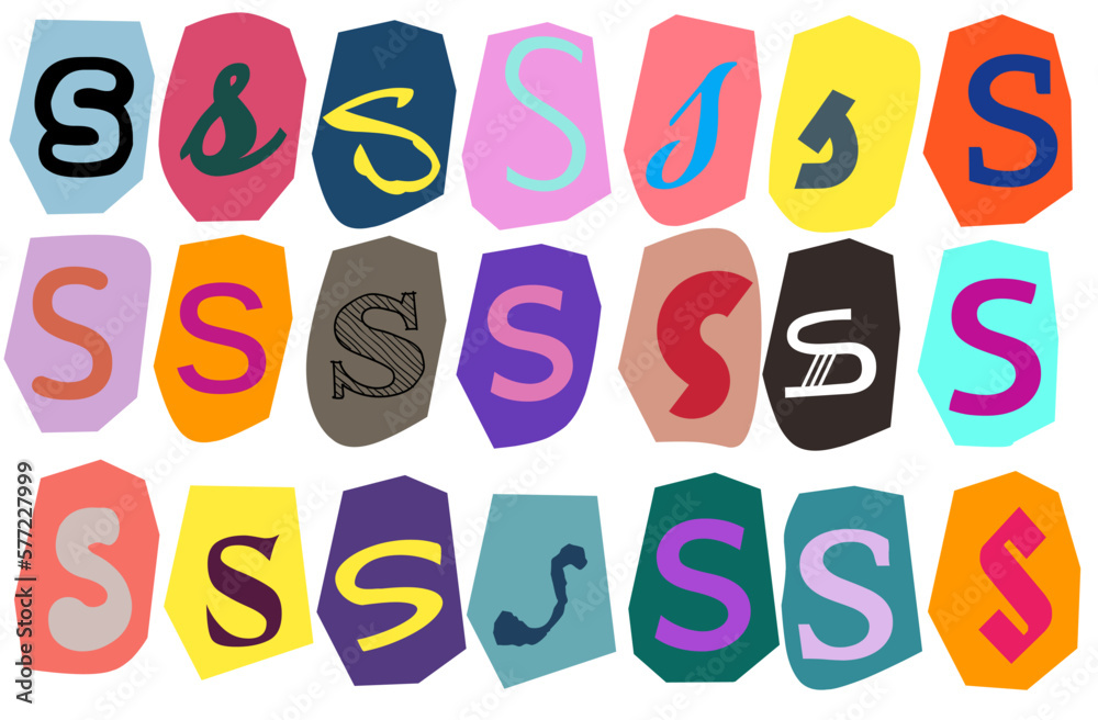 Alphabet s- vector cut newspaper and magazine letters, paper style ransom note letter Alphabet s- vector cut newspaper and magazine letters, paper style ransom note letter