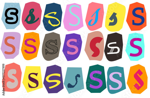 Alphabet s- vector cut newspaper and magazine letters, paper style ransom note letter