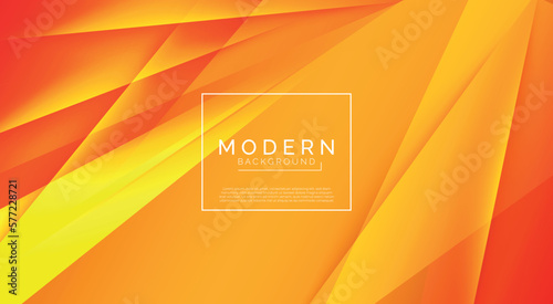 Yellow orange red gradient abstract background for banner design. Geometric shapes. Triangles, squares, stripes, lines. Color gradient. Modern, futuristic. Light dark shades. Web banner. Vector