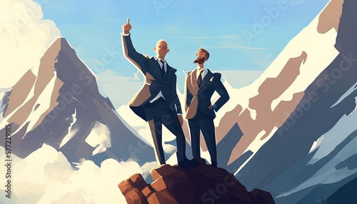 successful businessmen digital art illustration