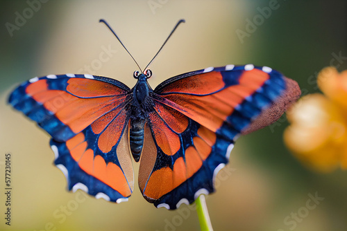 beautiful colorful butterfly flies on a colorful meadow generative AI © Paulina