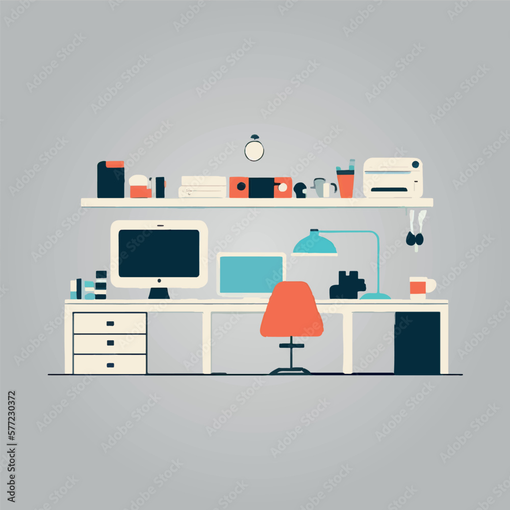 office table with objects, vector illustration office table with objects, vector illustration