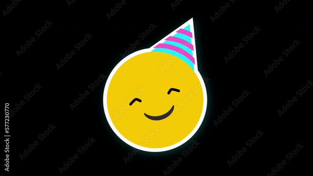 Party Hat emoji icon loop Animation video transparent background with