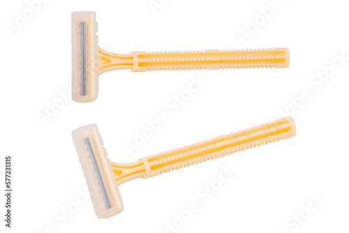Disposable razors isolated on a white background. 