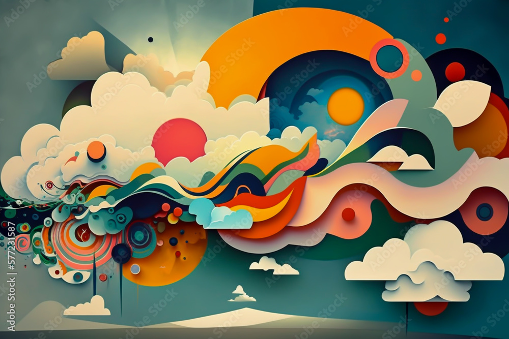 clouds abstract illustration, generative ai