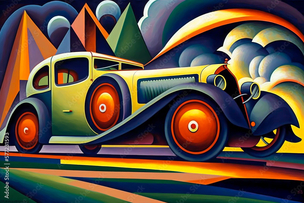 car abstract illustration, generative ai