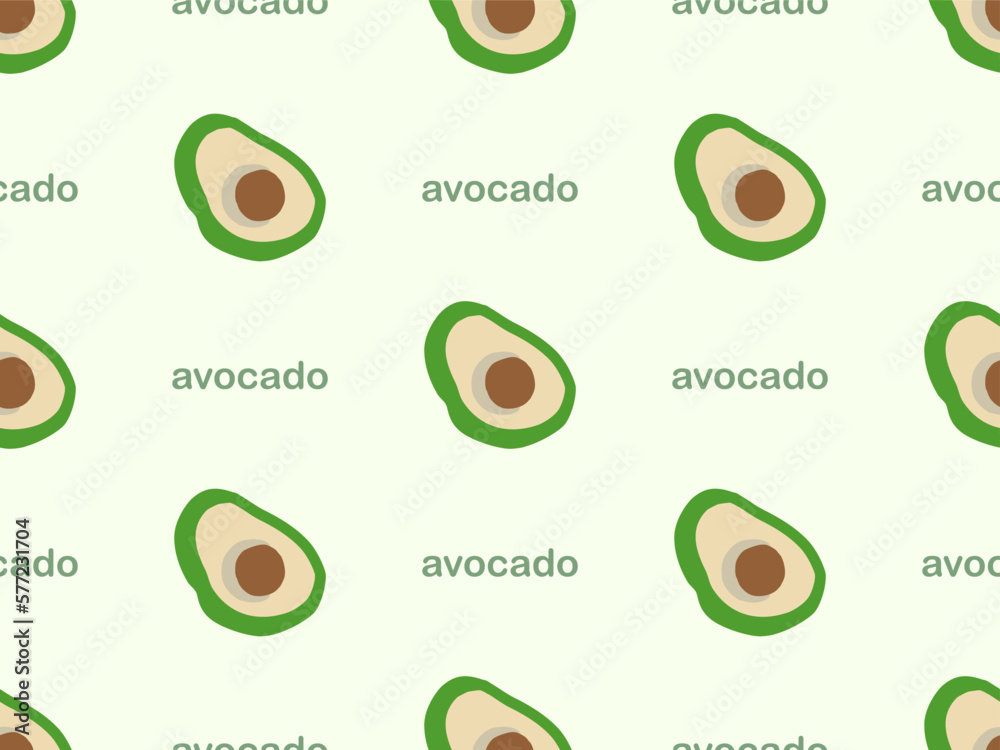 Avocado cartoon character seamless pattern on green background Avocado cartoon character seamless pattern on green background
