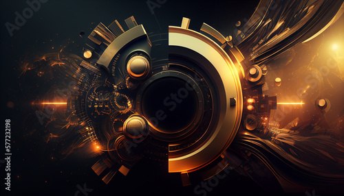 metal gold futuristic abstract wallpaper background with gears