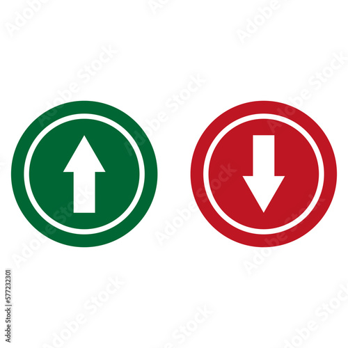 Green up down button. Vector illustration.