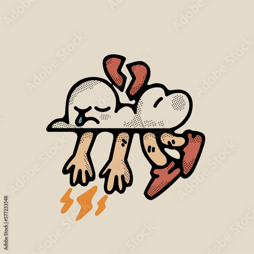 broken heart cloud illustration