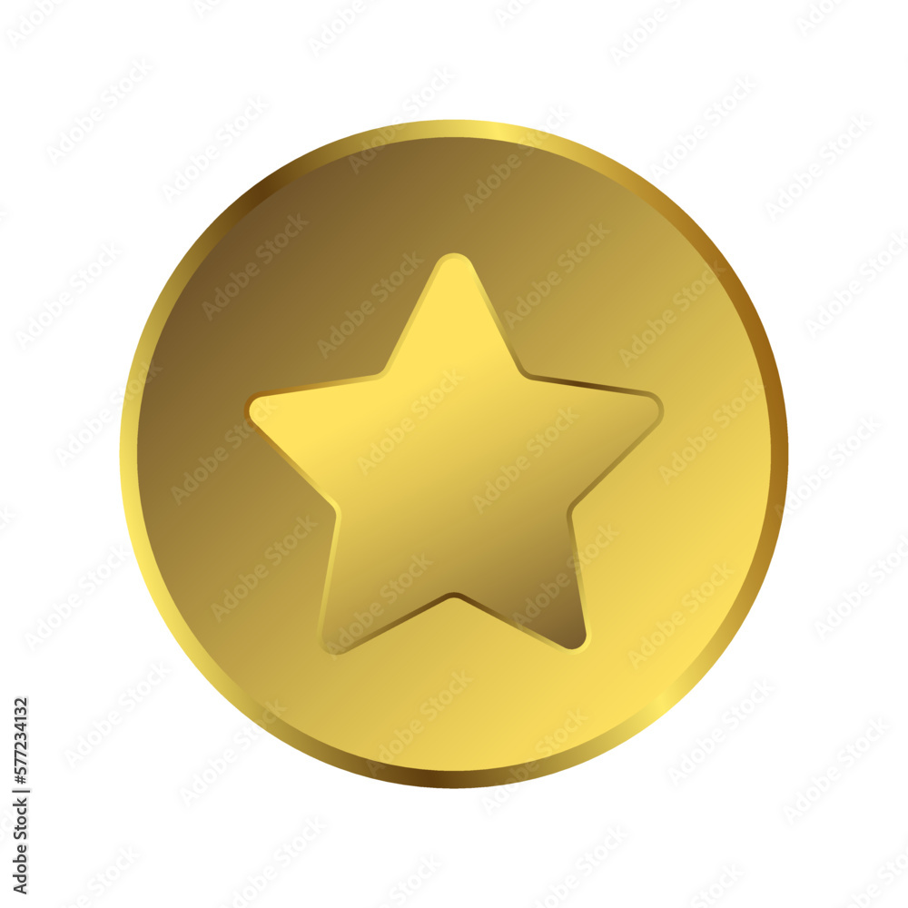 Golden circle sign with a star inside Golden circle sign with a star inside