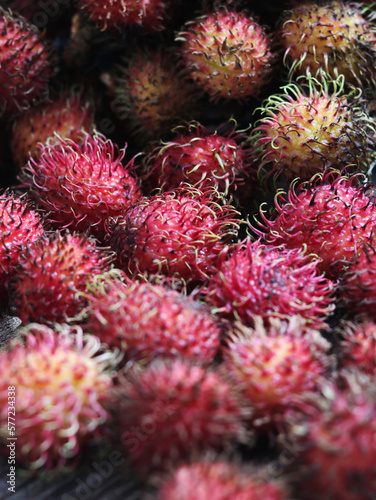 Rambutan fruits, tropical and asian fruits, sweet and Delicious, healthy food contain vitamin and nutrition © AgusDLaksono