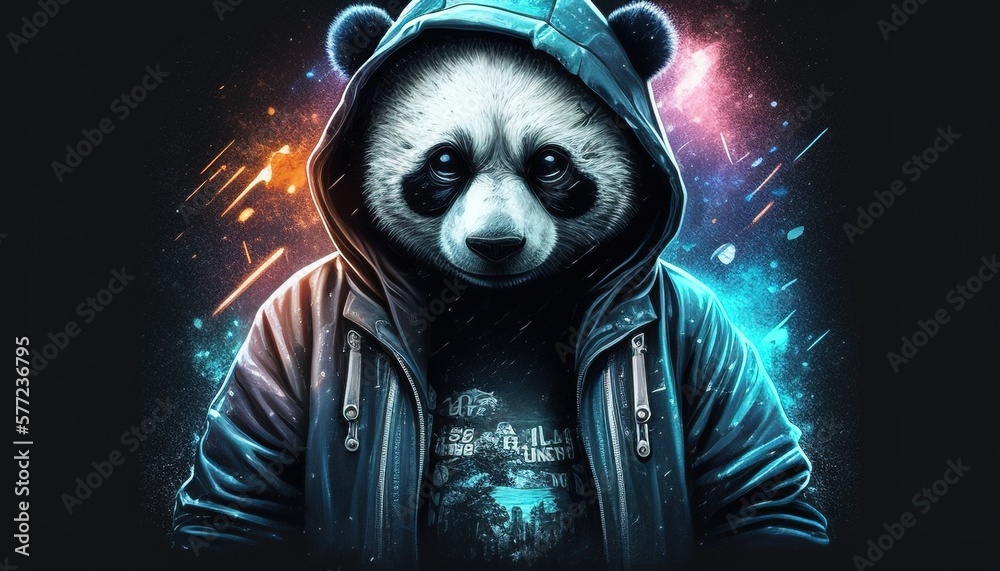 panda wearing hoodie digital art illustration panda wearing hoodie digital art illustration