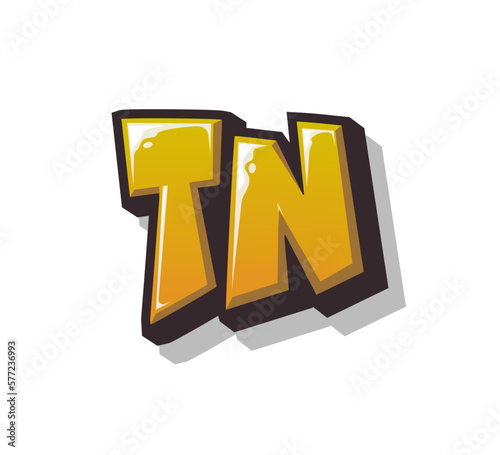 Vector Logo Graffiti Handlettering Initial Letter TN