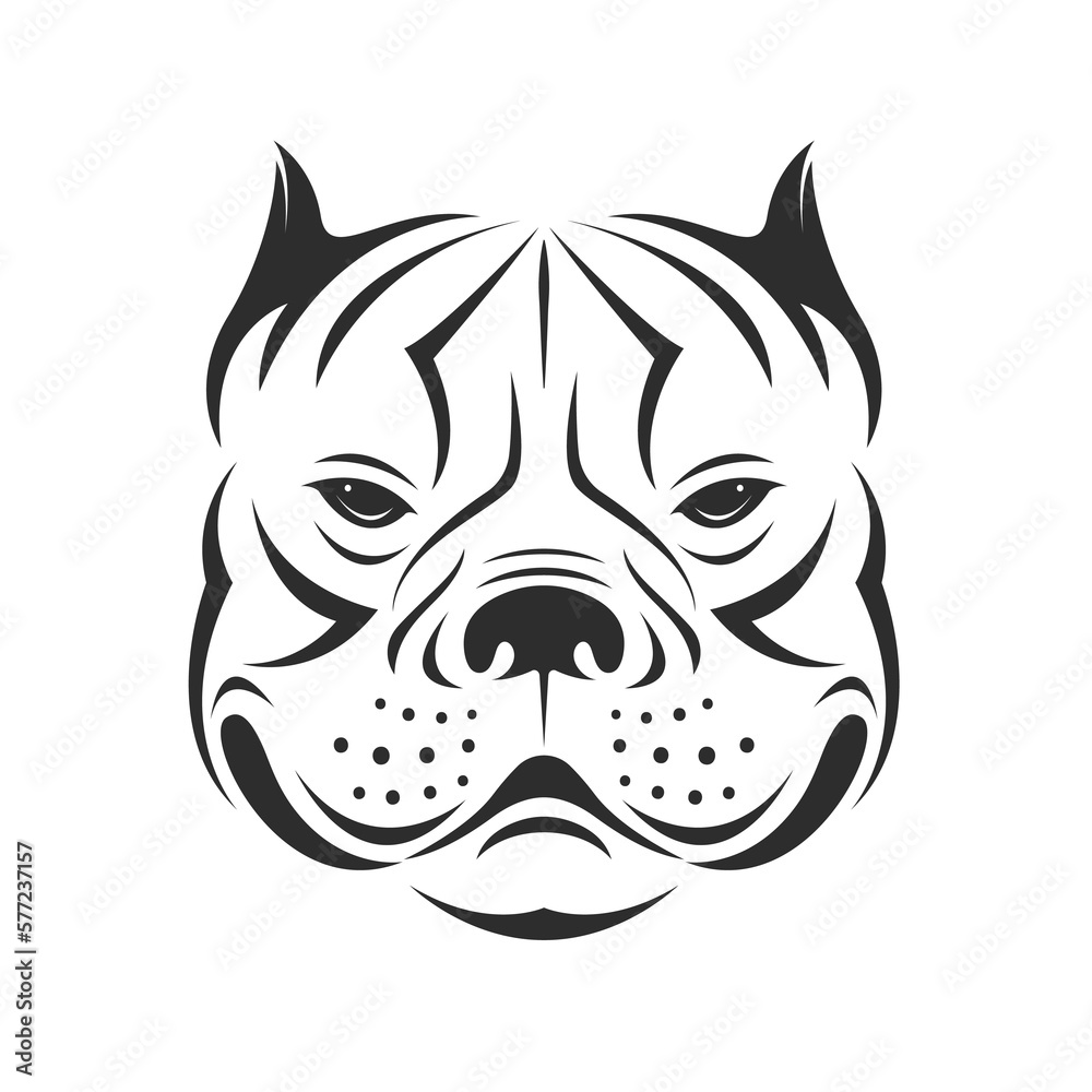 Bull dog head design isolated on transparent background. Pet. Animals.