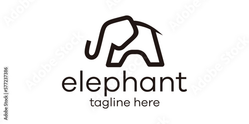 creative line elephant logo design illustration