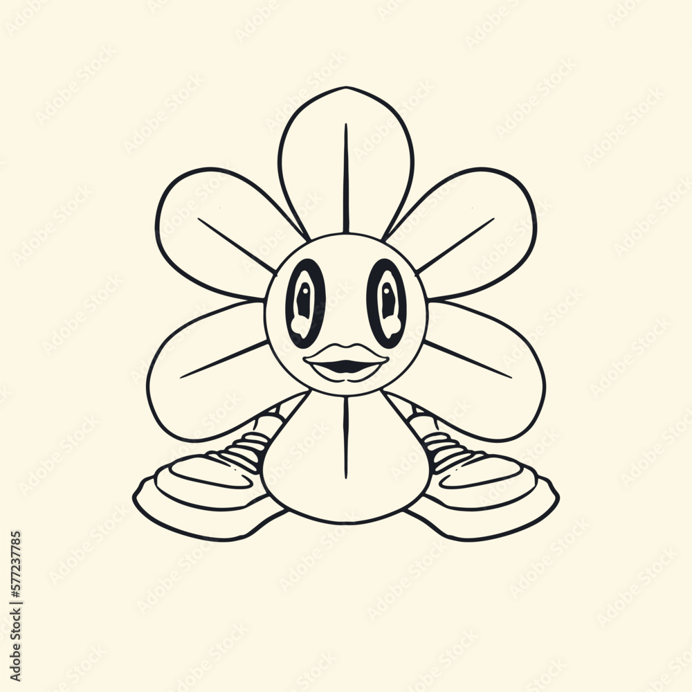Flat and Fabulous 90s Inspired Vector Graphics Character Black and White Flat and Fabulous 90s Inspired Vector Graphics Character Black and White