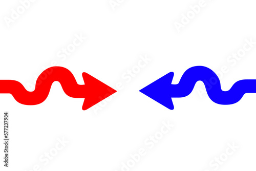 Red and blue arrow icon, Red and blue color arrow indicator.