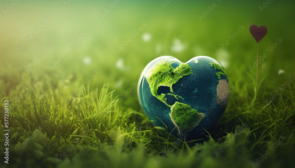 heart shaped planet on green lawn for earth day heart shaped planet on green lawn for earth day