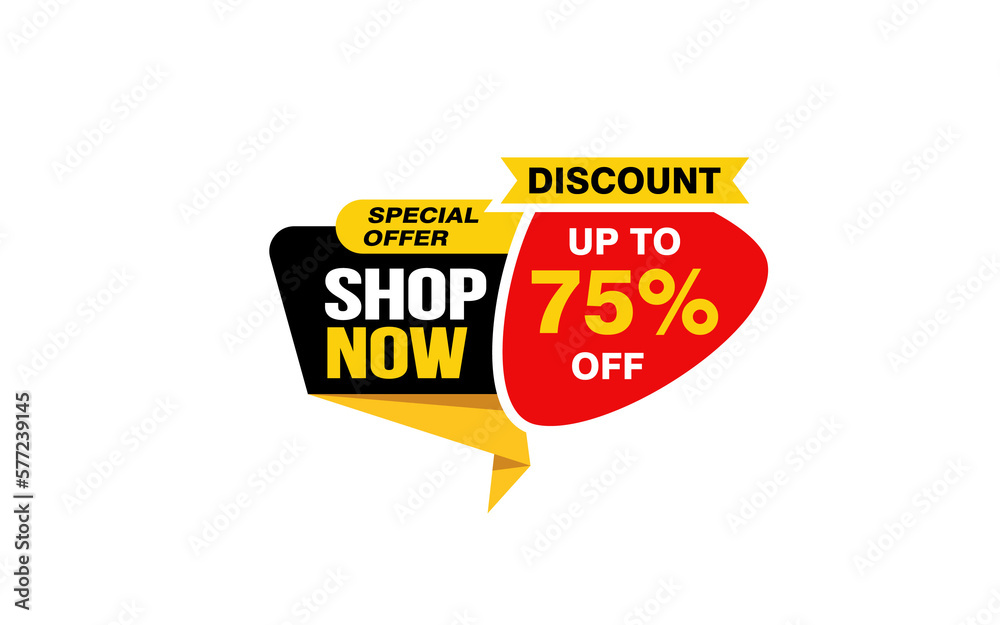 75 Percent SHOP NOW offer, clearance, promotion banner layout with sticker style.
75 Percent SHOP NOW offer, clearance, promotion banner layout with sticker style.