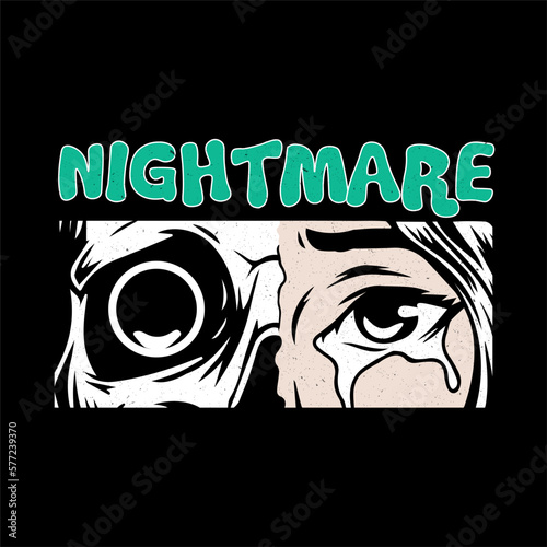 woman crying eyes with a skull. vector illustration