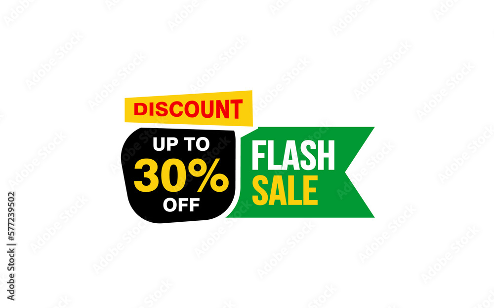 30 Percent FLASH SALE offer, clearance, promotion banner layout with sticker style. 
