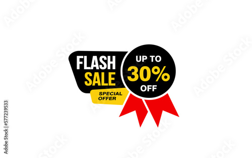 30 Percent FLASH SALE offer, clearance, promotion banner layout with sticker style. 
