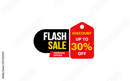 30 Percent FLASH SALE offer, clearance, promotion banner layout with sticker style. 
