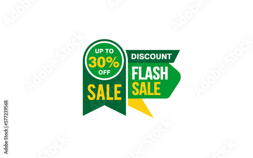 30 Percent FLASH SALE offer, clearance, promotion banner layout with sticker style. 
