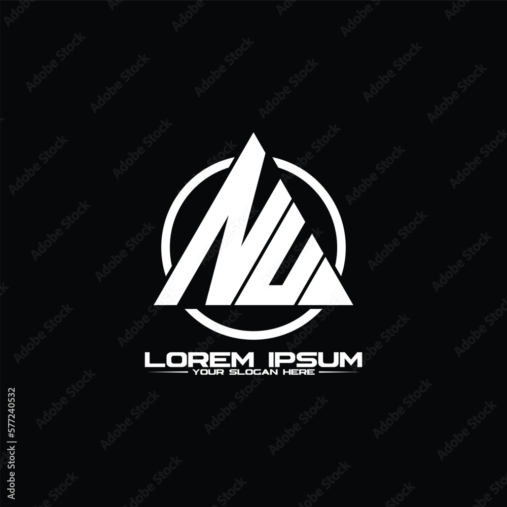 Letter NU triangle logo design vector Letter NU triangle logo design vector