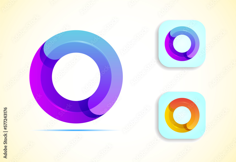 Abstract origami letter O logo design template. Flat style application icon. Vector illustration Abstract origami letter O logo design template. Flat style application icon. Vector illustration