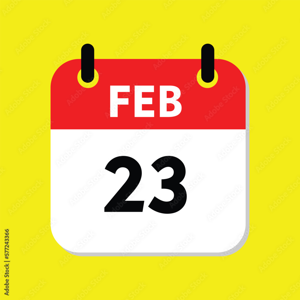 Fototapeta premium calendar with a date, 23 february icon with yellow background