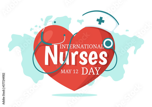 International Nurses Day on May 12 Illustration for Contributions that Nurse Make to Society in Flat Cartoon Hand Drawn for Landing Page Templates