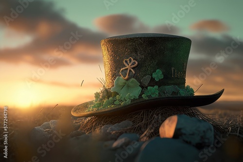 Hat of St patrick's holiday iGenerative AI Art Illustration photo