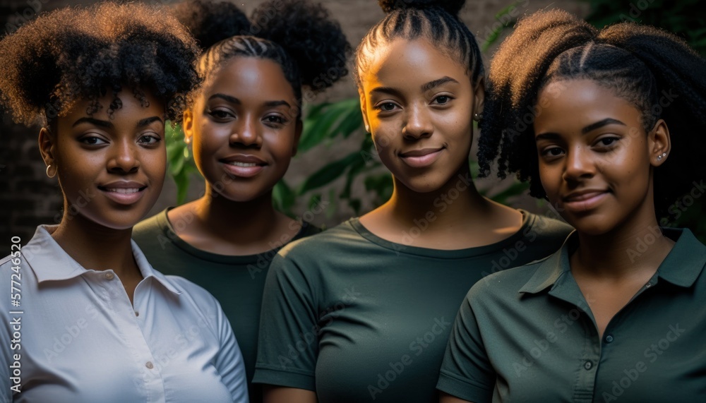 Group of Diverse and Empowered African American Black Youth Female High School Students Working Together in Environmental Club : Power of Collaboration in Clubs, Sports Teams (generative AI) Group of Diverse and Empowered African American Black Youth Female High School Students Working Together in Environmental Club : Power of Collaboration in Clubs, Sports Teams (generative AI)