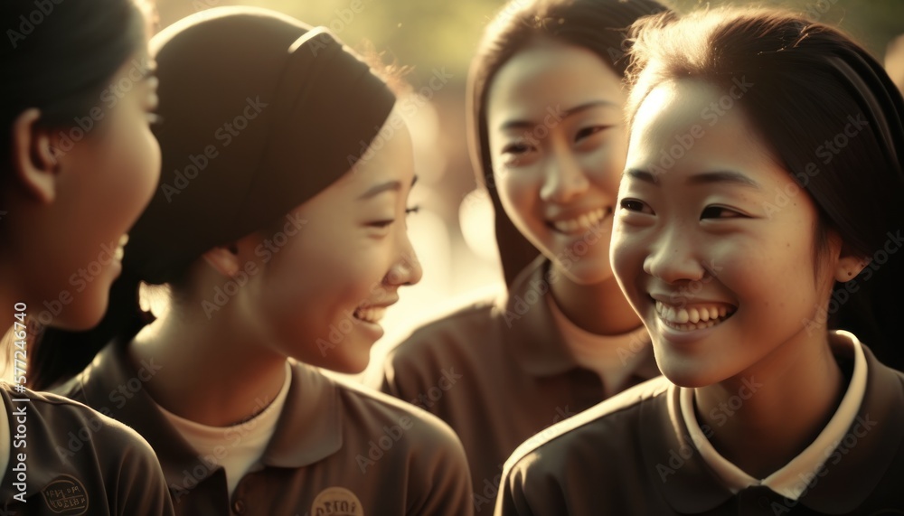 Group of Diverse and Empowered Asian Youth Female High School Students Working Together in Community Service Club : Power of Collaboration in Clubs, Sports Teams (generative AI) Group of Diverse and Empowered Asian Youth Female High School Students Working Together in Community Service Club : Power of Collaboration in Clubs, Sports Teams (generative AI)