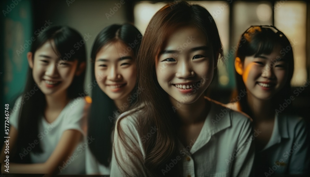 Group of Diverse and Empowered Asian Youth Female High School Students Working Together in Creative Writing Club : Power of Collaboration in Clubs, Sports Teams (generative AI) Group of Diverse and Empowered Asian Youth Female High School Students Working Together in Creative Writing Club : Power of Collaboration in Clubs, Sports Teams (generative AI)