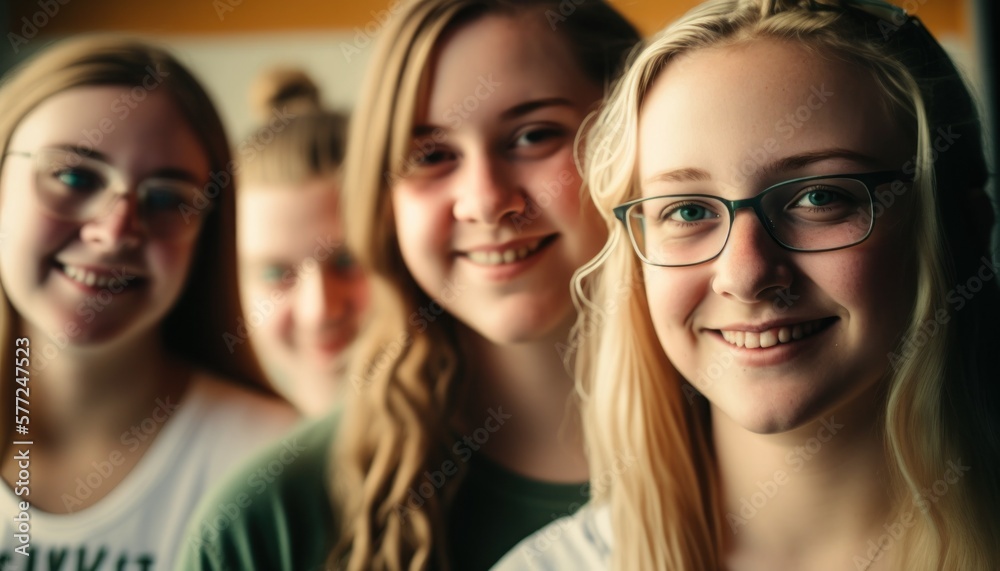 Group of Diverse and Empowered Caucasian White Youth Female High School Students Working Together in Math Club : Power of Collaboration in Clubs, Sports Teams (generative AI) Group of Diverse and Empowered Caucasian White Youth Female High School Students Working Together in Math Club : Power of Collaboration in Clubs, Sports Teams (generative AI)