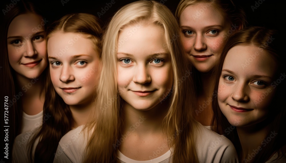 Group of Diverse and Empowered Caucasian White Youth Female High School Students Working Together in Theater : Power of Collaboration in Clubs, Sports Teams (generative AI) Group of Diverse and Empowered Caucasian White Youth Female High School Students Working Together in Theater : Power of Collaboration in Clubs, Sports Teams (generative AI)