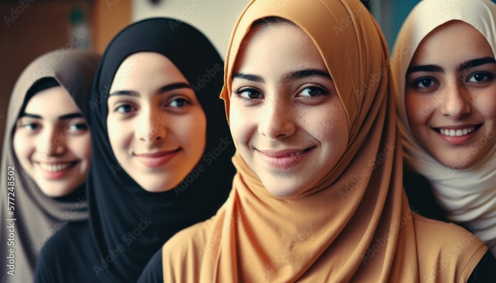 Group of Diverse and Empowered Middle Eastern Youth Female High School Students Working Together in Community Service Club : Power of Collaboration in Clubs, Sports Teams (generative AI) Group of Diverse and Empowered Middle Eastern Youth Female High School Students Working Together in Community Service Club : Power of Collaboration in Clubs, Sports Teams (generative AI)