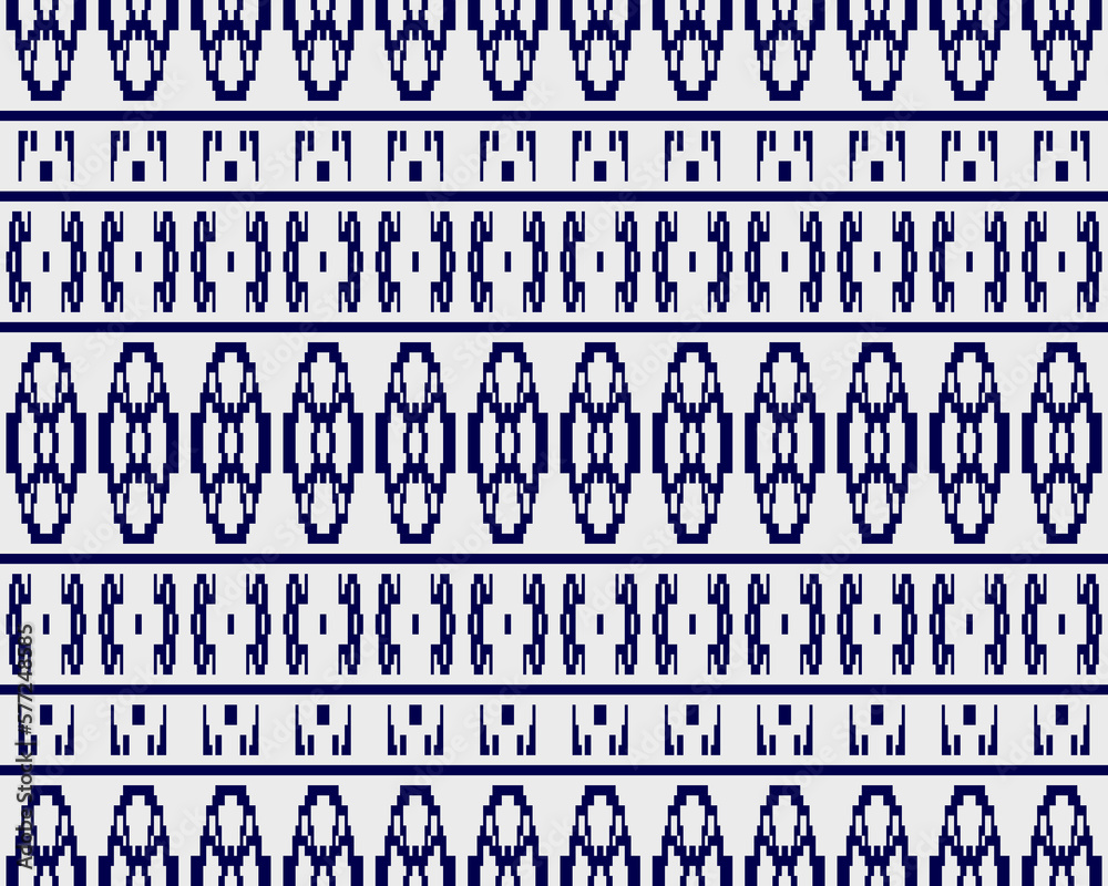 Tribal seamless pattern vector in blue white colors. Print with Thai tribe border motifs. Ethic texture. Background for cloth, fabric, wallpaper, curtain, carpet, wrapping paper and card template.