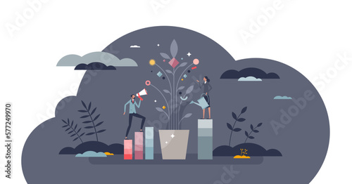 Business advice and mentoring with help from leader tiny person concept, transparent background. Educational support with inspiration, motivation and guide from business coach illustration.