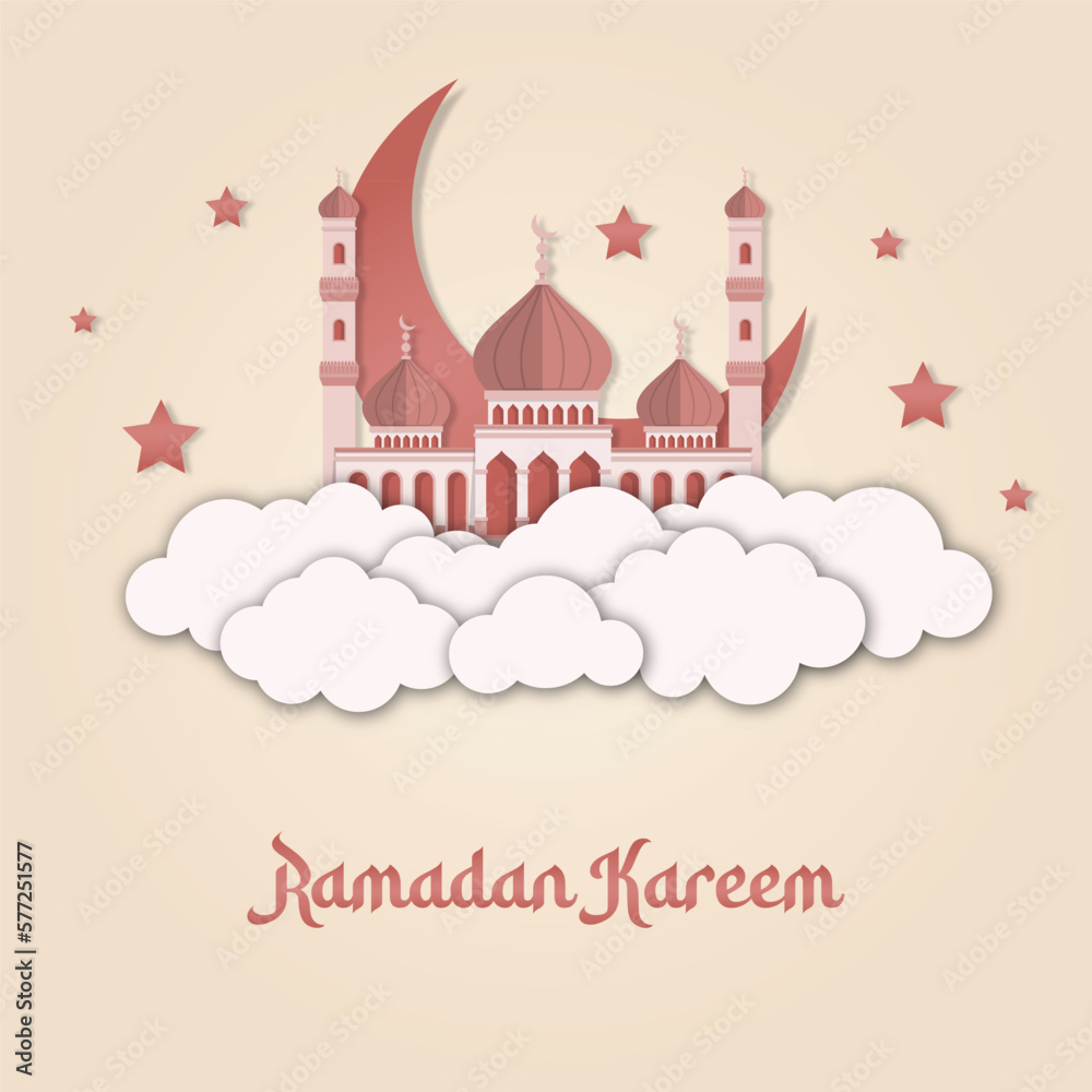 Ramadan Vector Design with Brown Tones and Islamic Elements