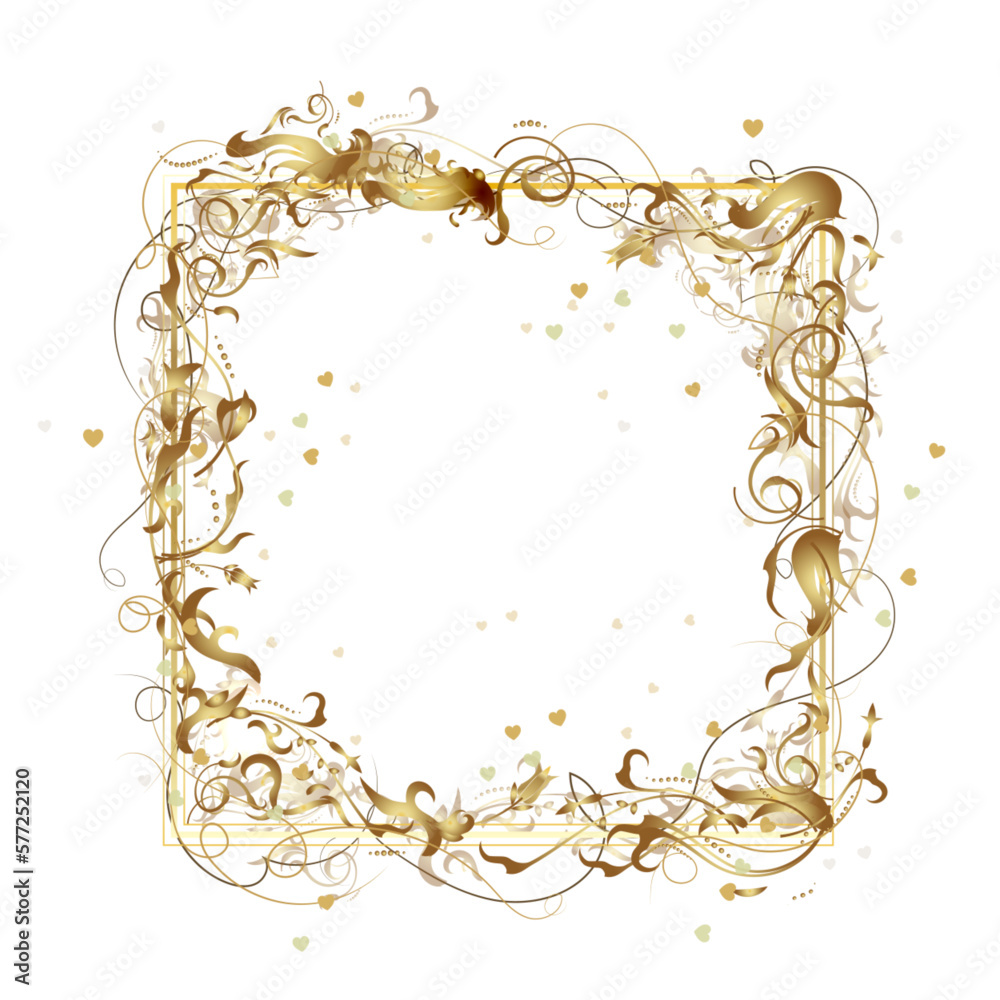 Vector valentine s day, golden background of flowers.