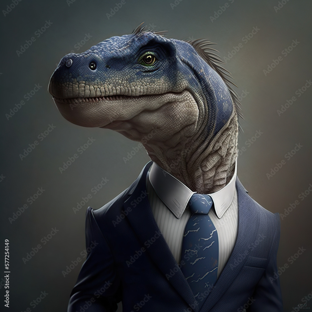 dinosaur wearing suit and dark background dinosaur wearing suit and dark background