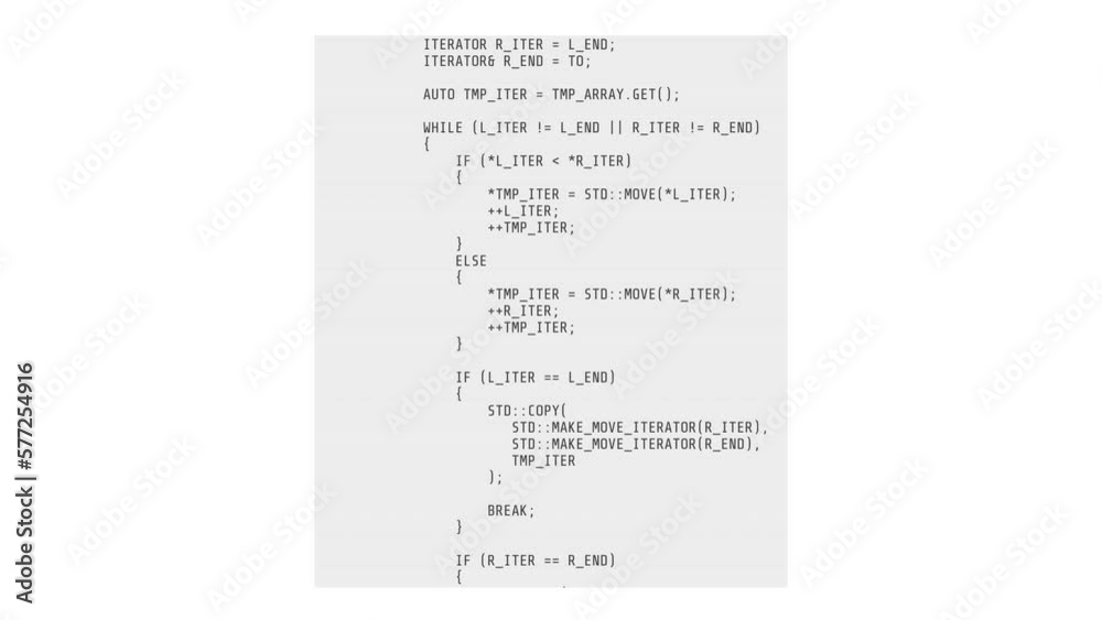 Large animated block with scrolling abstract code. Large animated block with scrolling abstract code.